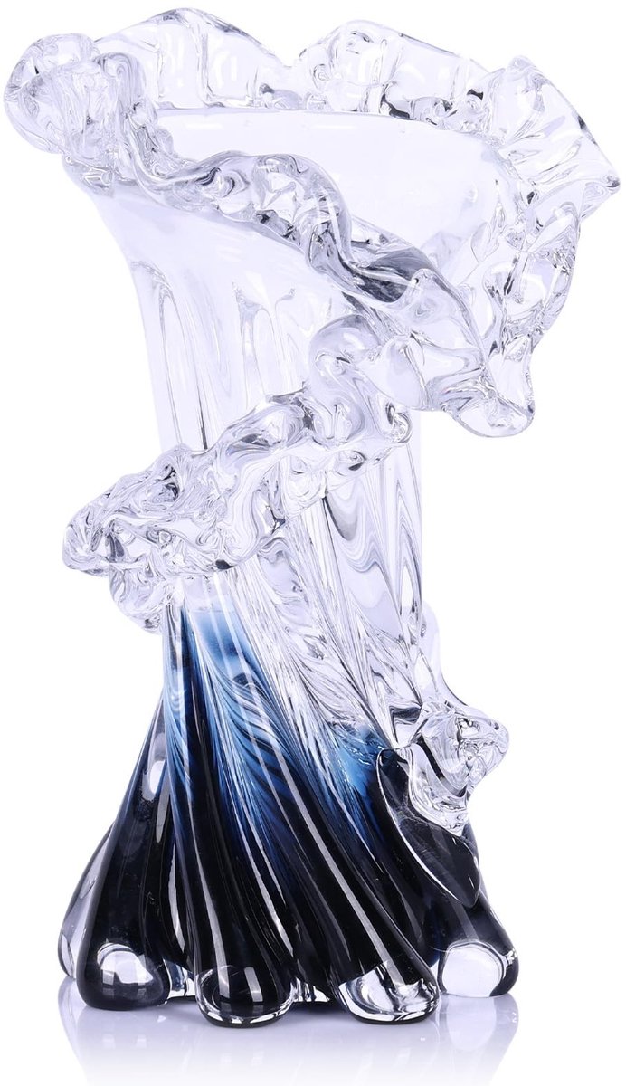 SolidKeus - Handgeblazen Blauw Glazen Vaas voor Thuisdecoratie