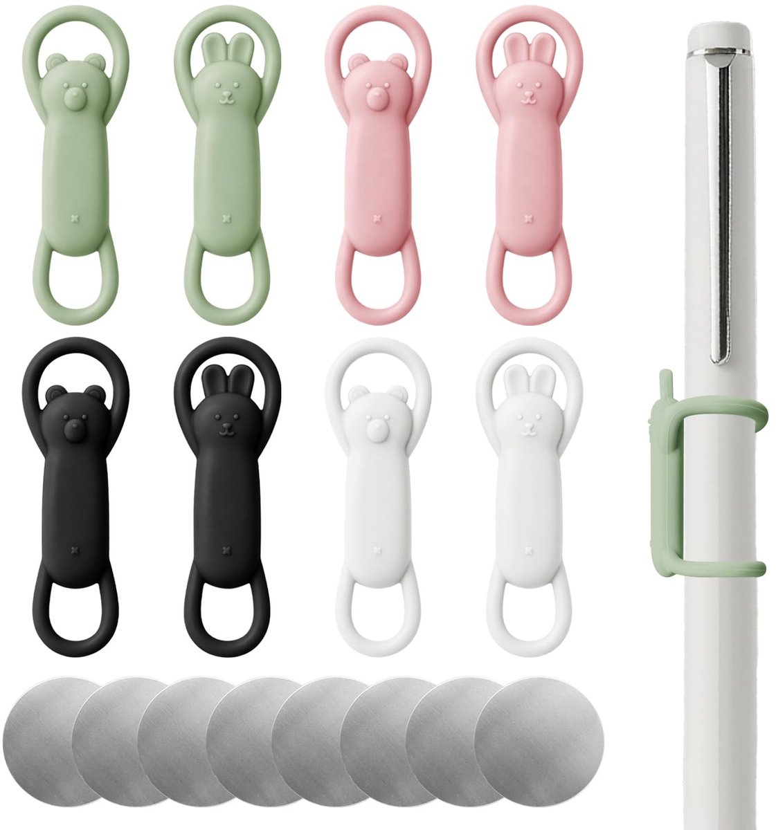 SolidKeus - Set van 8 Magnetische Penhouders met Dierenontwerp