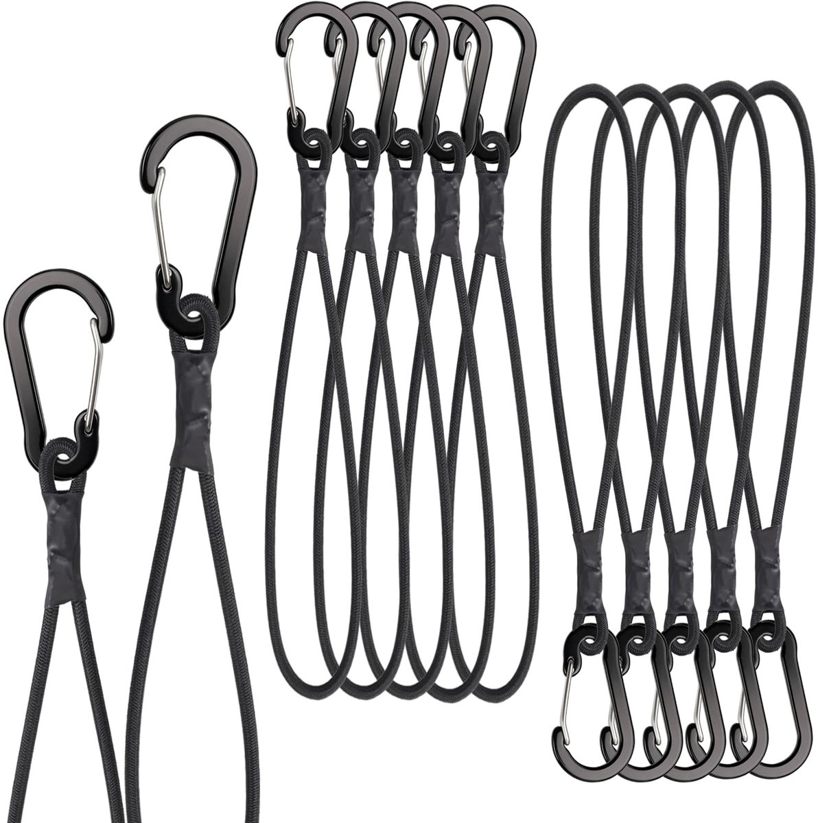SolidKeus - Set van 10 Elastische Touwen met Carabiner Haak