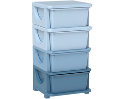 HOMCOM - Ladekast - met 4 laden - Kunststof - Blauw