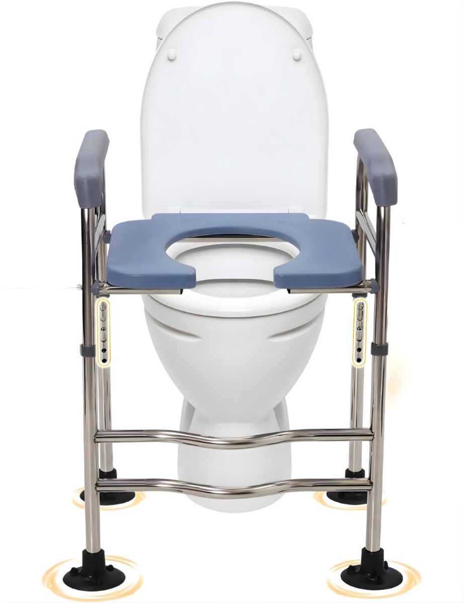 KIRA® Toiletverhoger - Universele Toiletverhoger met Handvaten - Luxe Toiletverhoger met Armleuning - Blauw - 49cm x 11cm x 64cm
