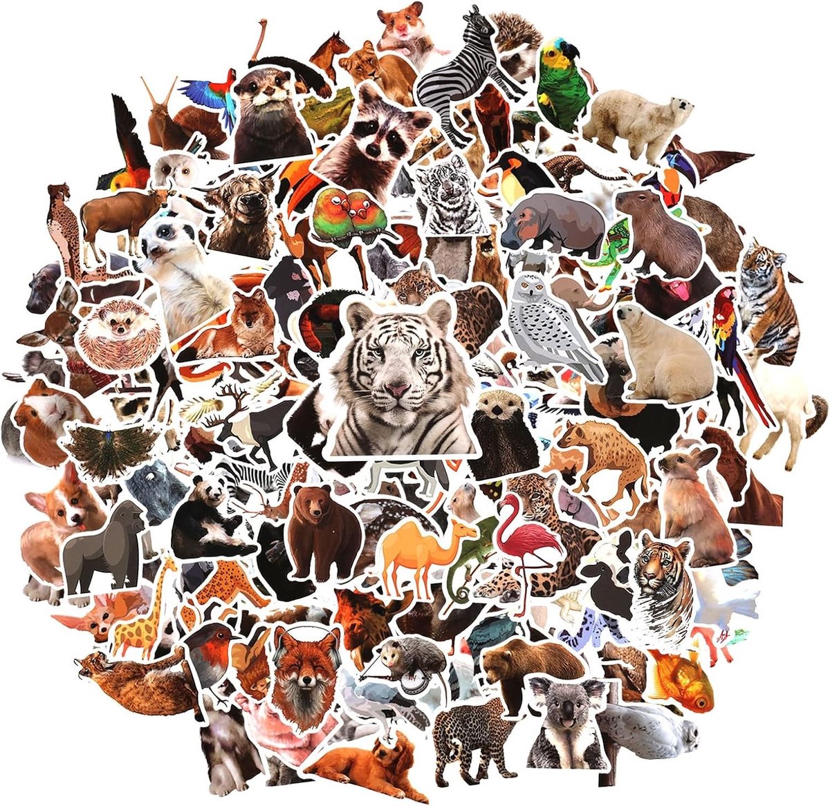 200 Dieren Stickers, Waterdichte Dierengezichten Stickers, Kleurrijke Stickers voor Kinderen, Dierenthema Feestartikelen, Educatieve Activiteiten