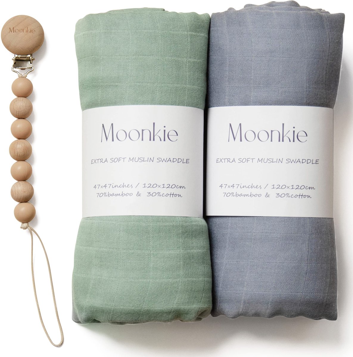SolidKeus - Muslin Swaddle Set voor Baby's, 120 x 120 cm