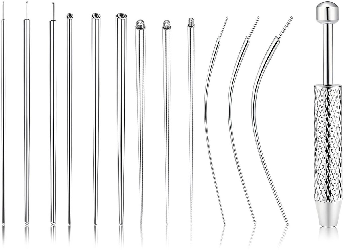 SolidKeus - Professionele Piercingtangset met Naalden en Gereedschap (13-delig)