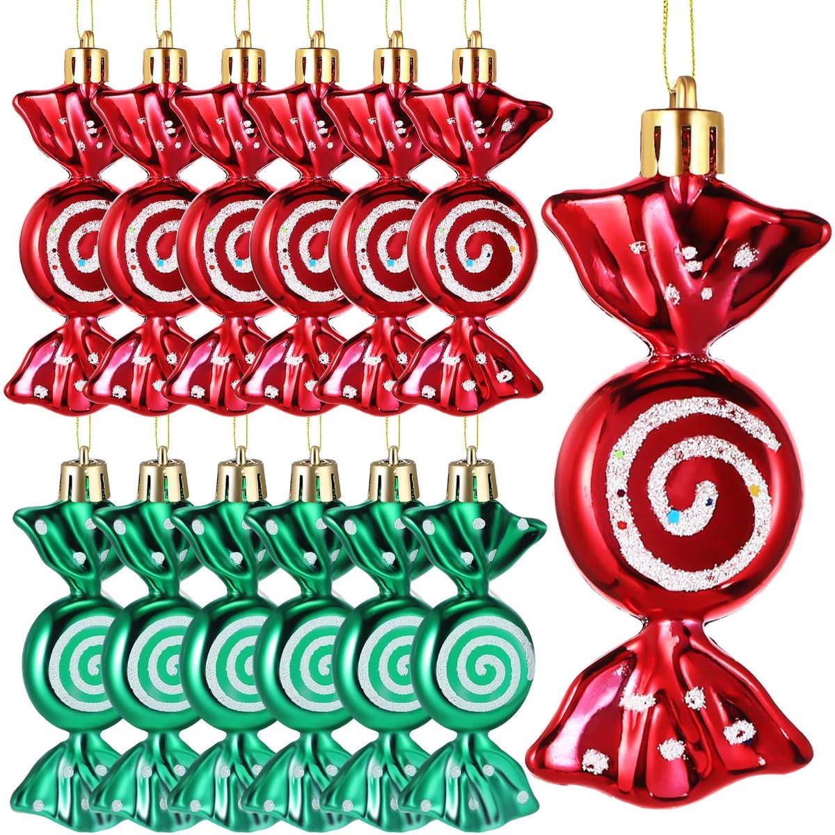 SolidKeus - Set van 12 Snoep Ornamenten voor Kerstboomdecoratie