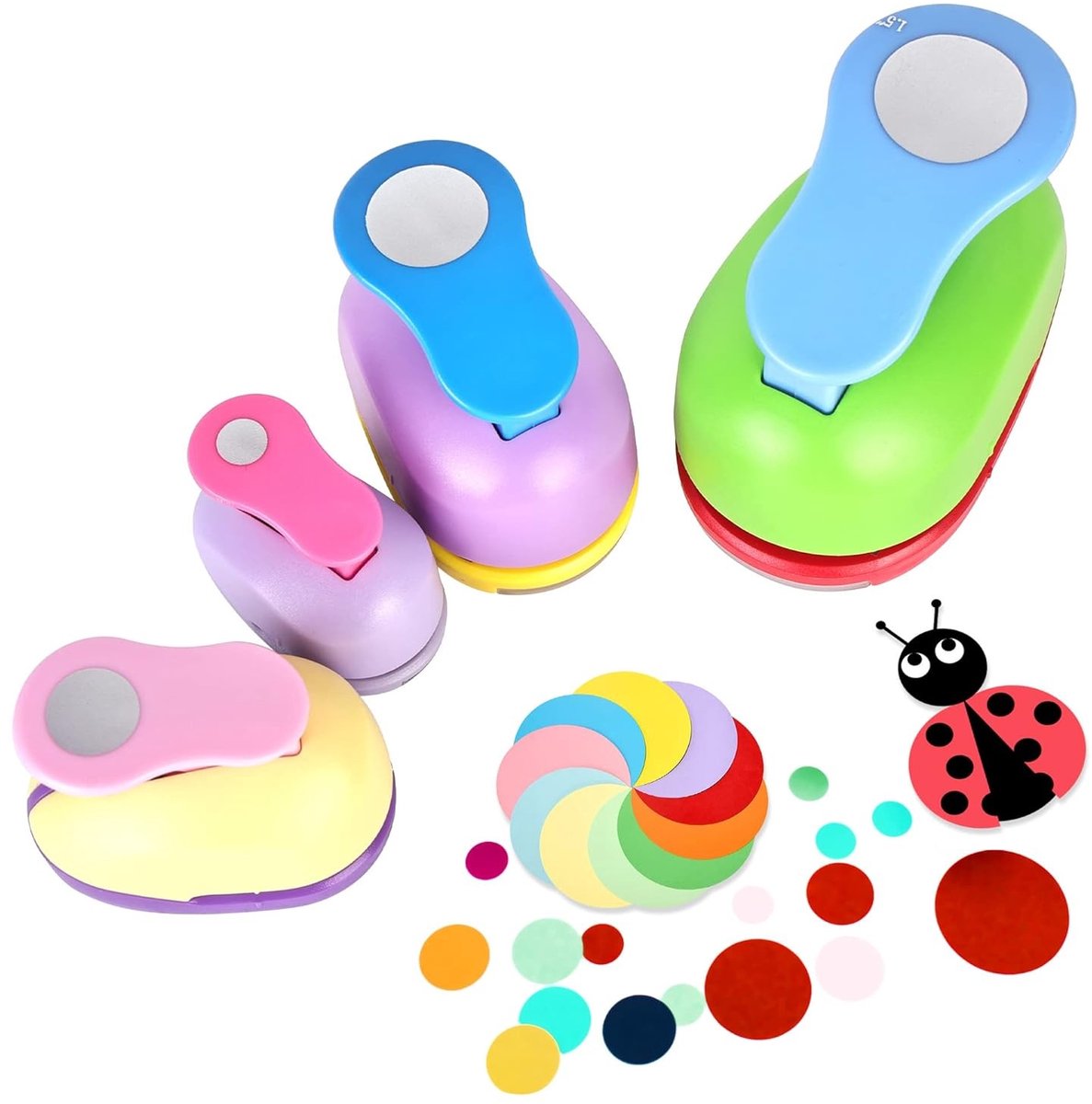 Creatieve Stansset voor Kinderen - 4 Stuks Cirkel Stansponsen voor Scrapbooking, Knutselen en Fotoalbums (10, 15, 25, 38mm)