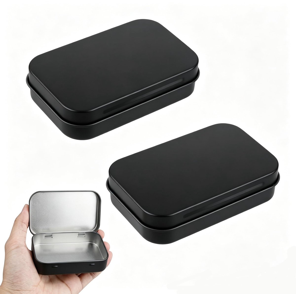 SolidKeus - Set van 2 Rectangular Metaal Blikken met Deksel