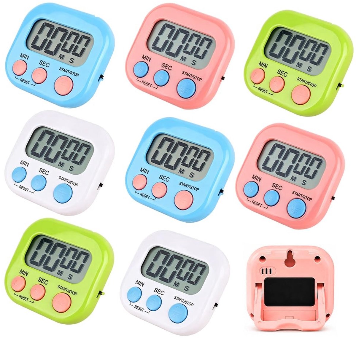 SolidKeus - Digitale Keuken Timer met Magneten en Stand 8 Stuks