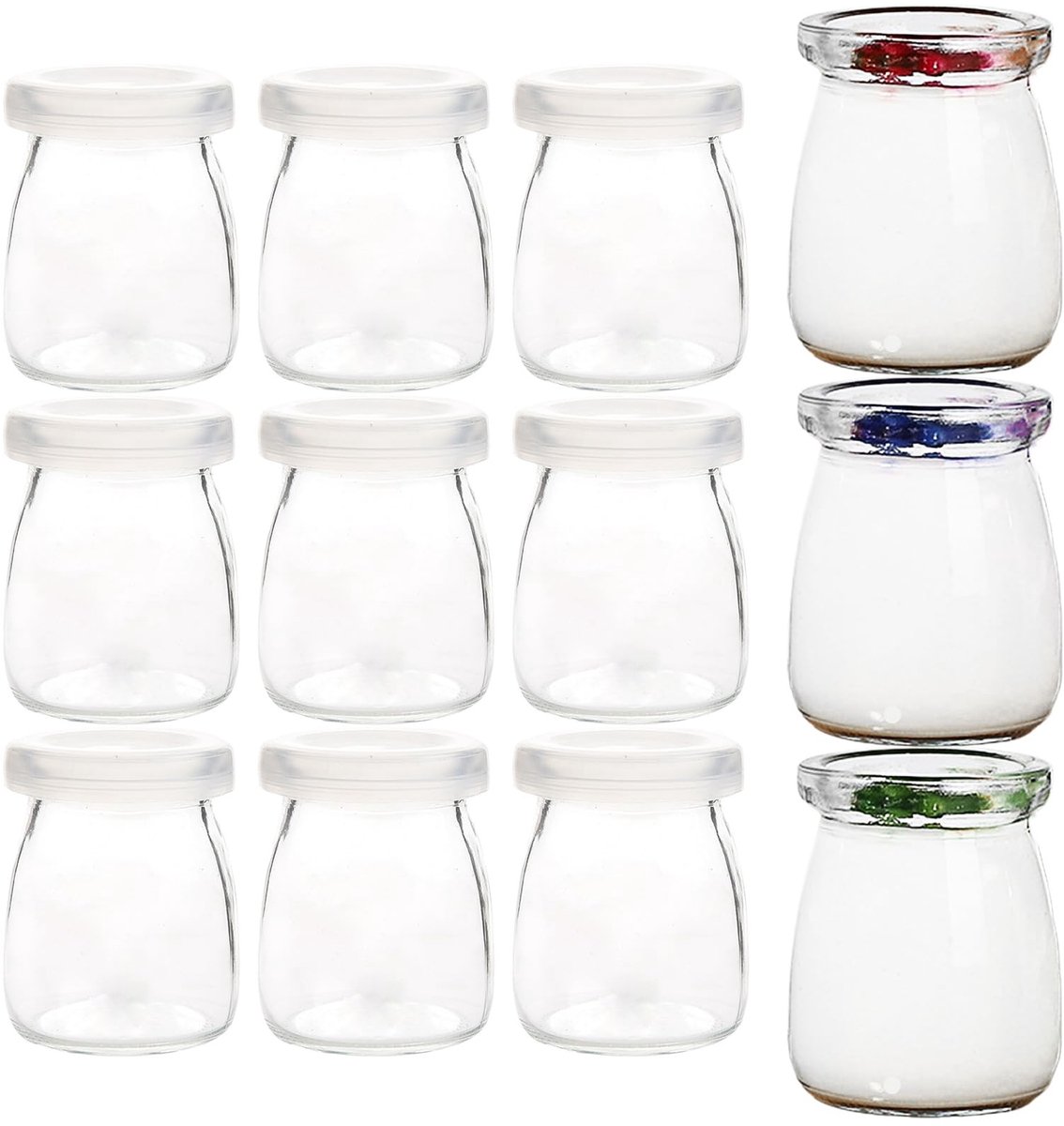 SolidKeus - Set van 12 Transparante Yoghurtglazen met Deksel