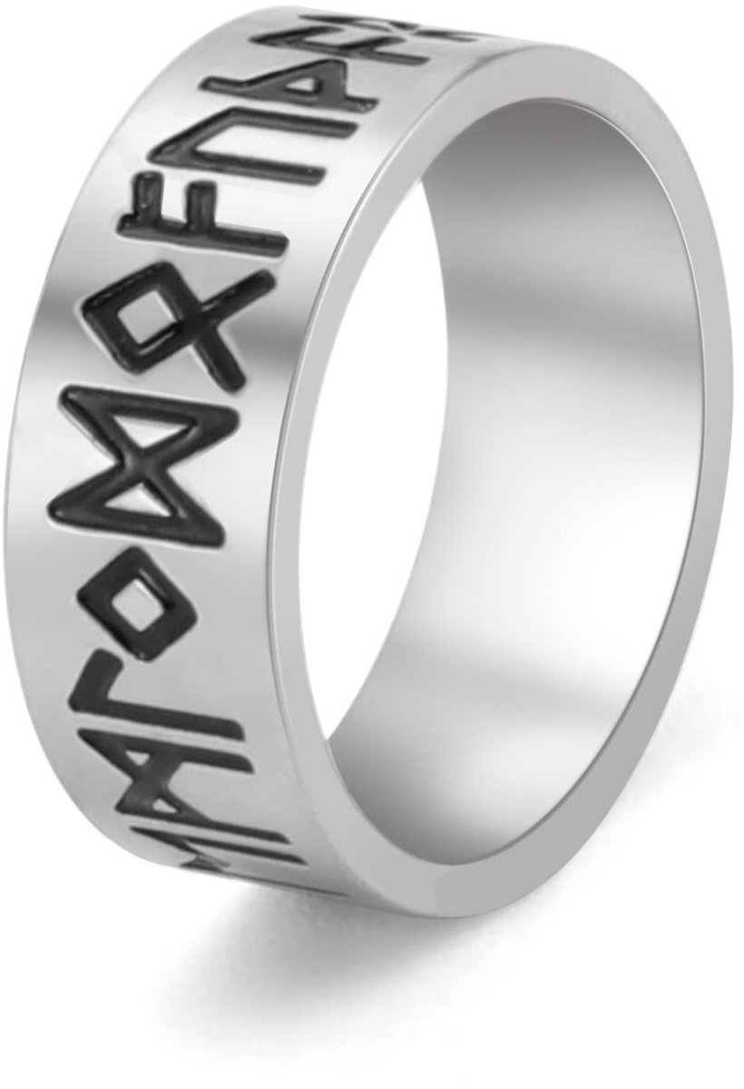 SolidKeus - RVS Ring met Noorse Runen voor Religieuze Symboliek
