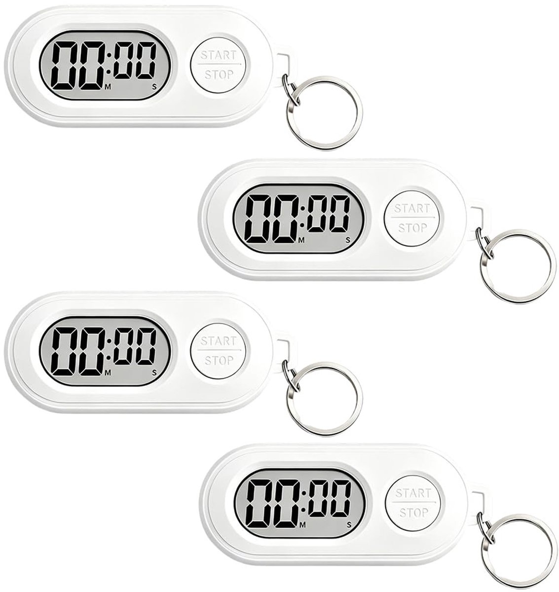 SolidKeus - Mini Stopwatch Sleutelhanger 4 Stuks LCD Timer