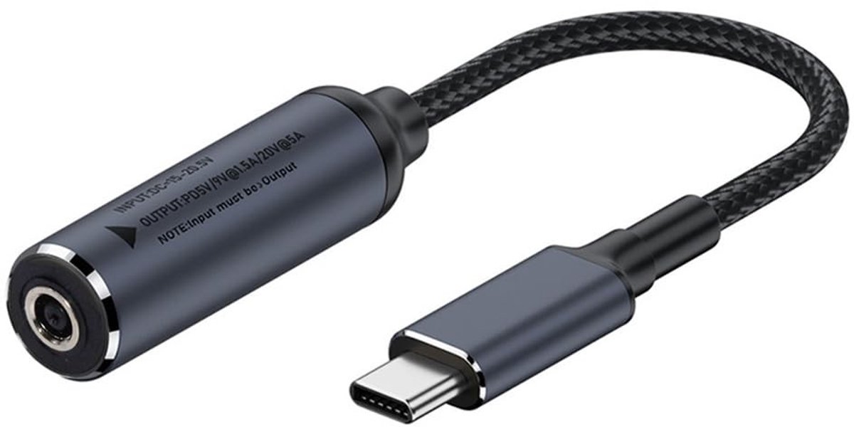 SolidKeus - DC Jack naar USB-C Oplaadkabel 100W voor Laptop en Telefoon