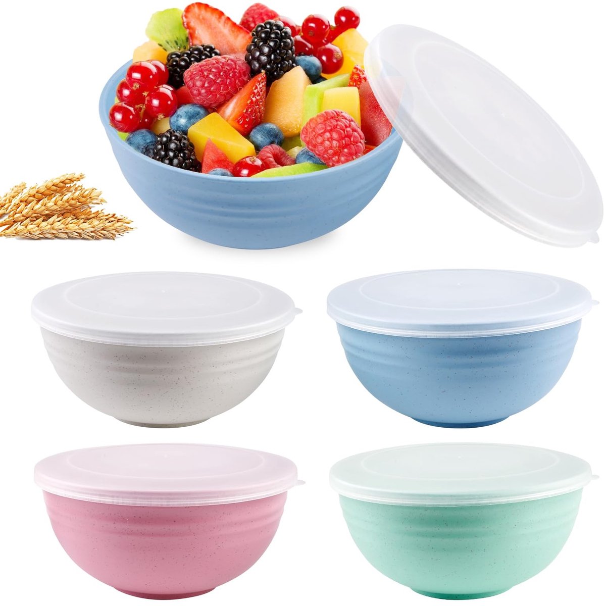 SolidKeus - Set van 4 Plastic Serveerkommen met Deksel