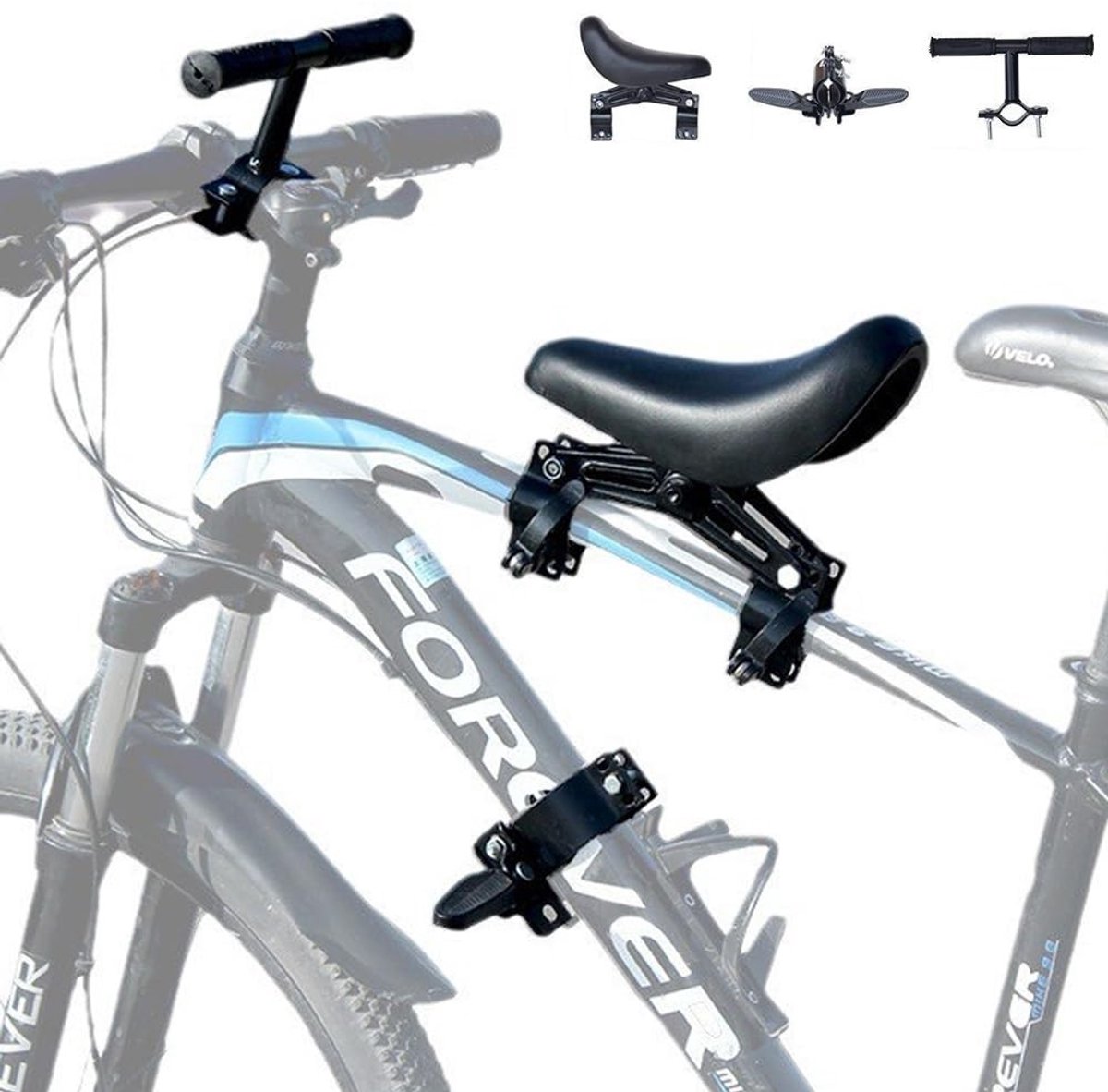 SolidKeus - Kinderfietsstoel voor Voorop de Fiets met Vouwbare Pedalen