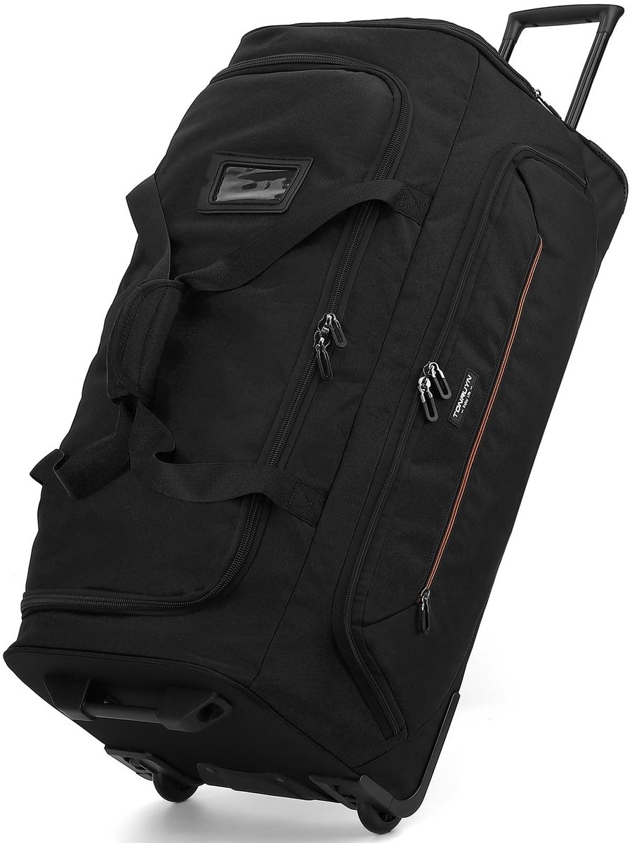 SolidKeus - Rolling Travel Duffle Bag voor Mannen en Vrouwen, Zwart