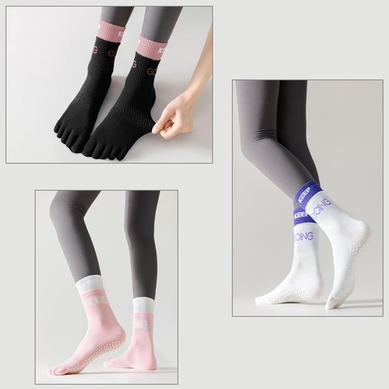 SolidKeus - 3 Paar Antislip Sokken voor Dames met Tenen van solidkeus — afbeelding 4