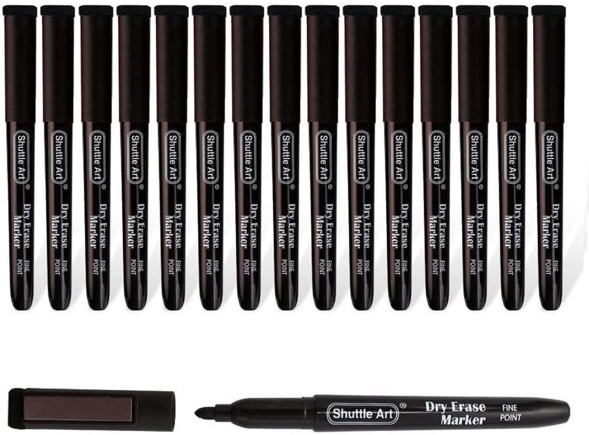 SolidKeus - 15 Stuks Magnetische Whiteboard Markers met Fijne Punt en Gum