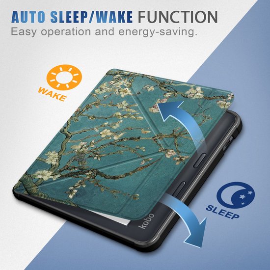 Kobo Libra Colour Hoes voor eReader - Basic SleepCover - Amandelbloesem - Slaapfunctie — afbeelding 4