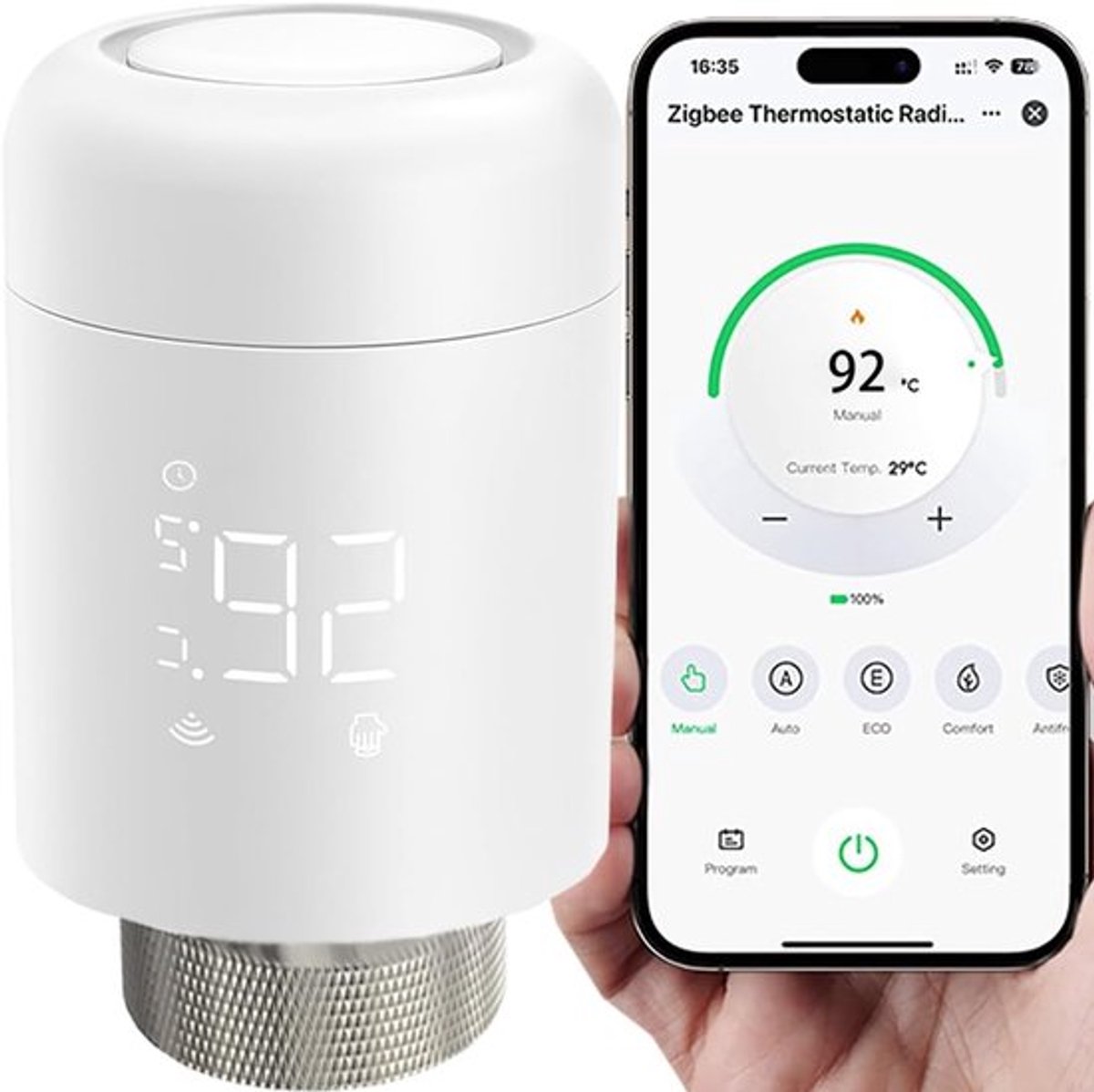 SnelShoppen - Slimme Verwarmingsthermostaat Radiatorregelaar voor Smart Home, Programmeerbaar, Besparen op Verwarmingskosten, Compatibel met Google Ho