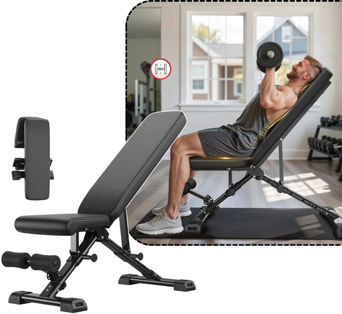 Zavio® Fitnessbank - Halterbank - Trainingsbank - Zwart