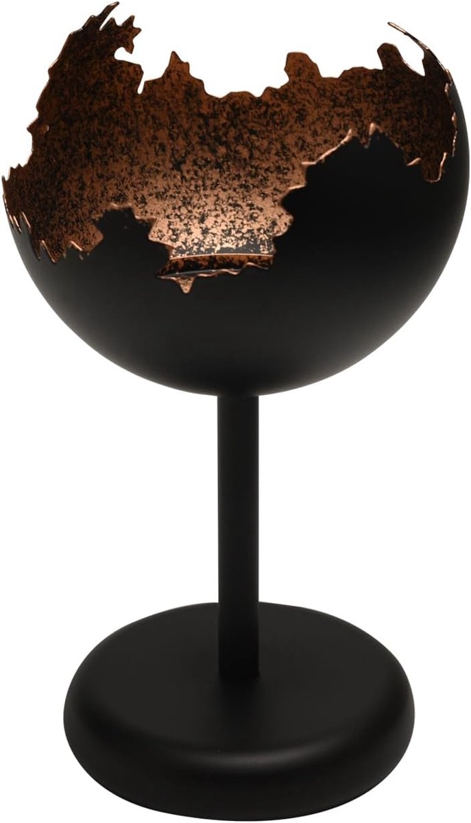 1 stuks moderne metalen theelichthouder - moderne decoratieve kandelaar - kandelaar - zwart en goud - bolvorm - 20 - 8 x 12 cm - tafel- en kerstdecoratie