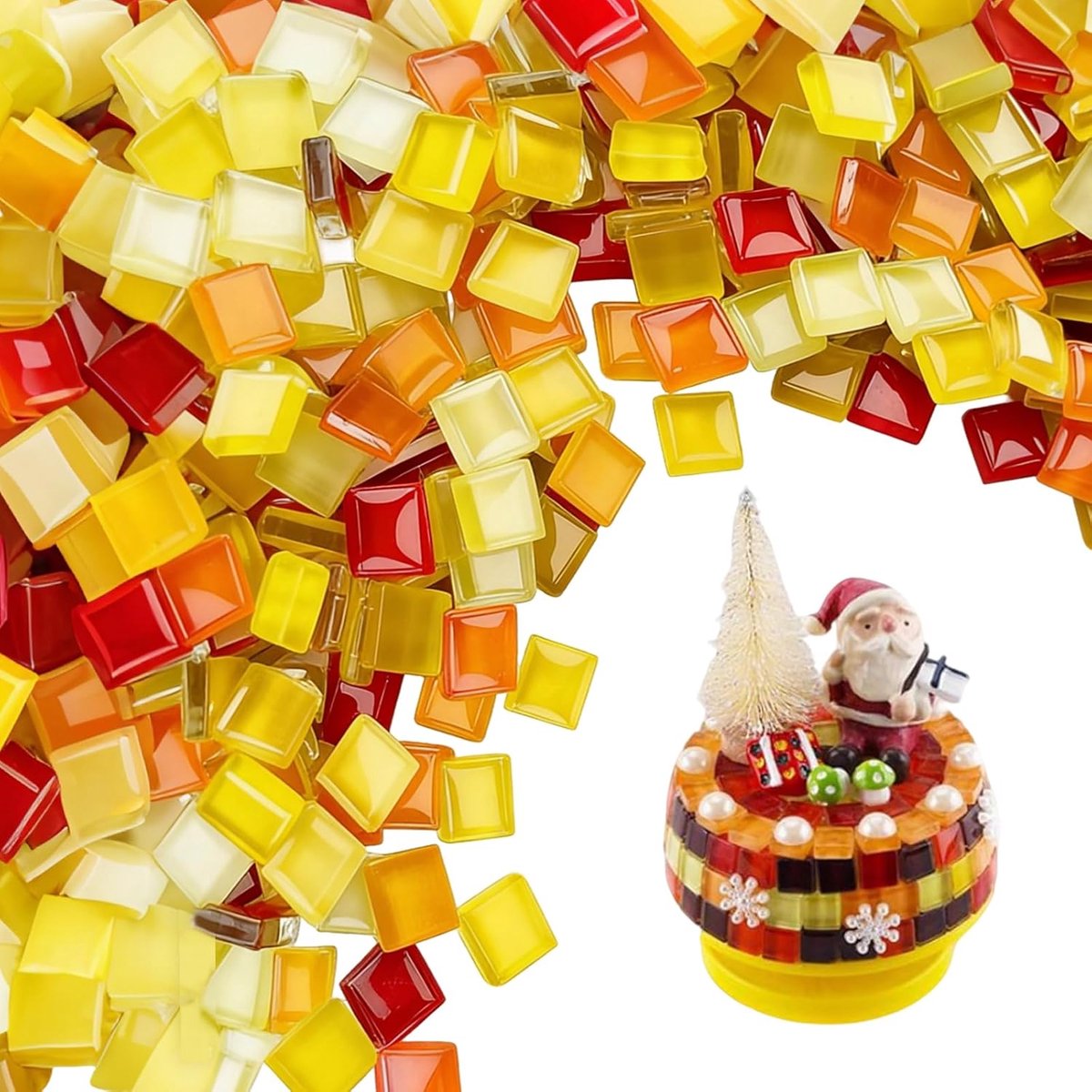 1100-delige mozaïekset voor volwassenen en kinderen - 1 kg - creatieve vrije tijd - kinderen - mozaïek - spiegel - 1 x 1 cm - mozaïek - creatieve vrije tijd - glas in lood voor vazen - kopjes (rood
