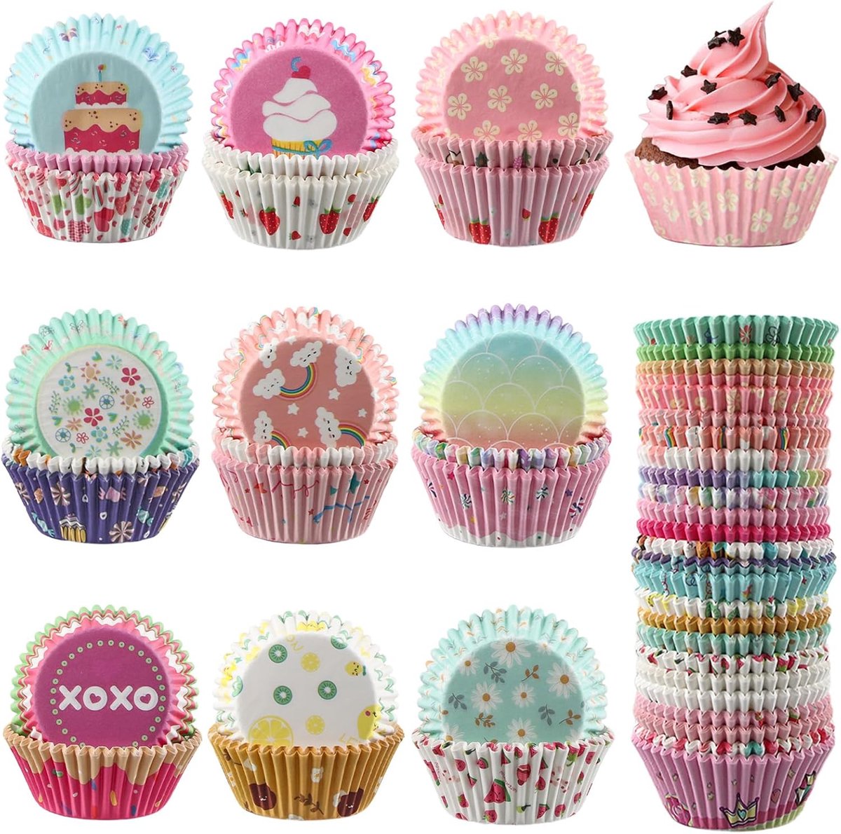 Wegwerp muffinvormen van papier, cupcake-bakvormen (bloemen)
