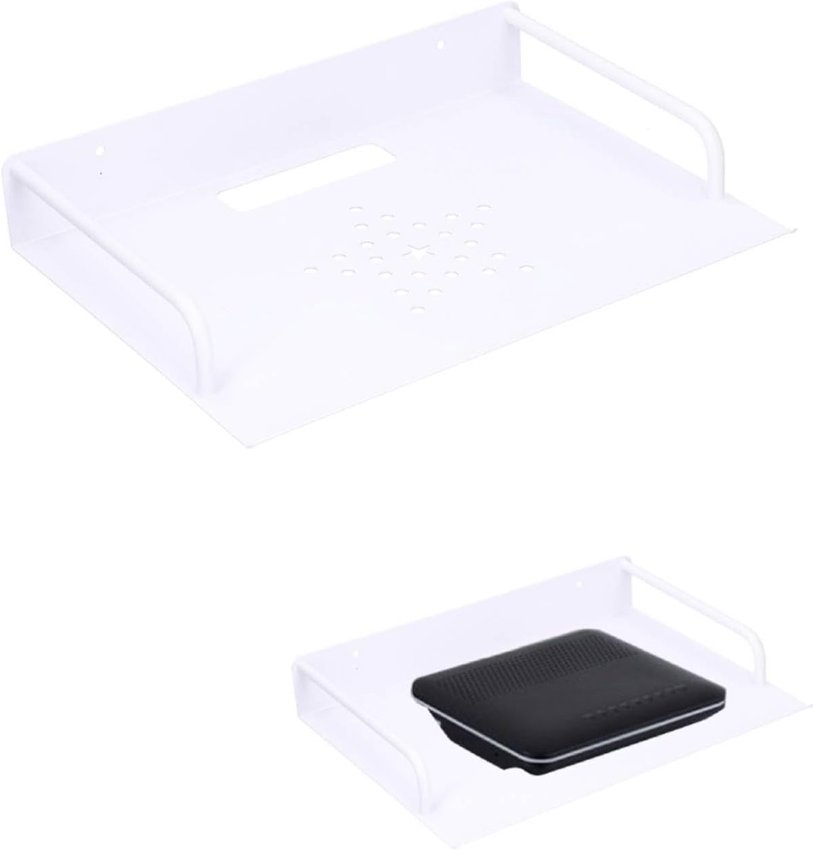 Wandhouder voor router, space aluminium legering wandhouder houder voor draadloze router box projector DVD set-top box plankhouder hoge belastbare houder, wit