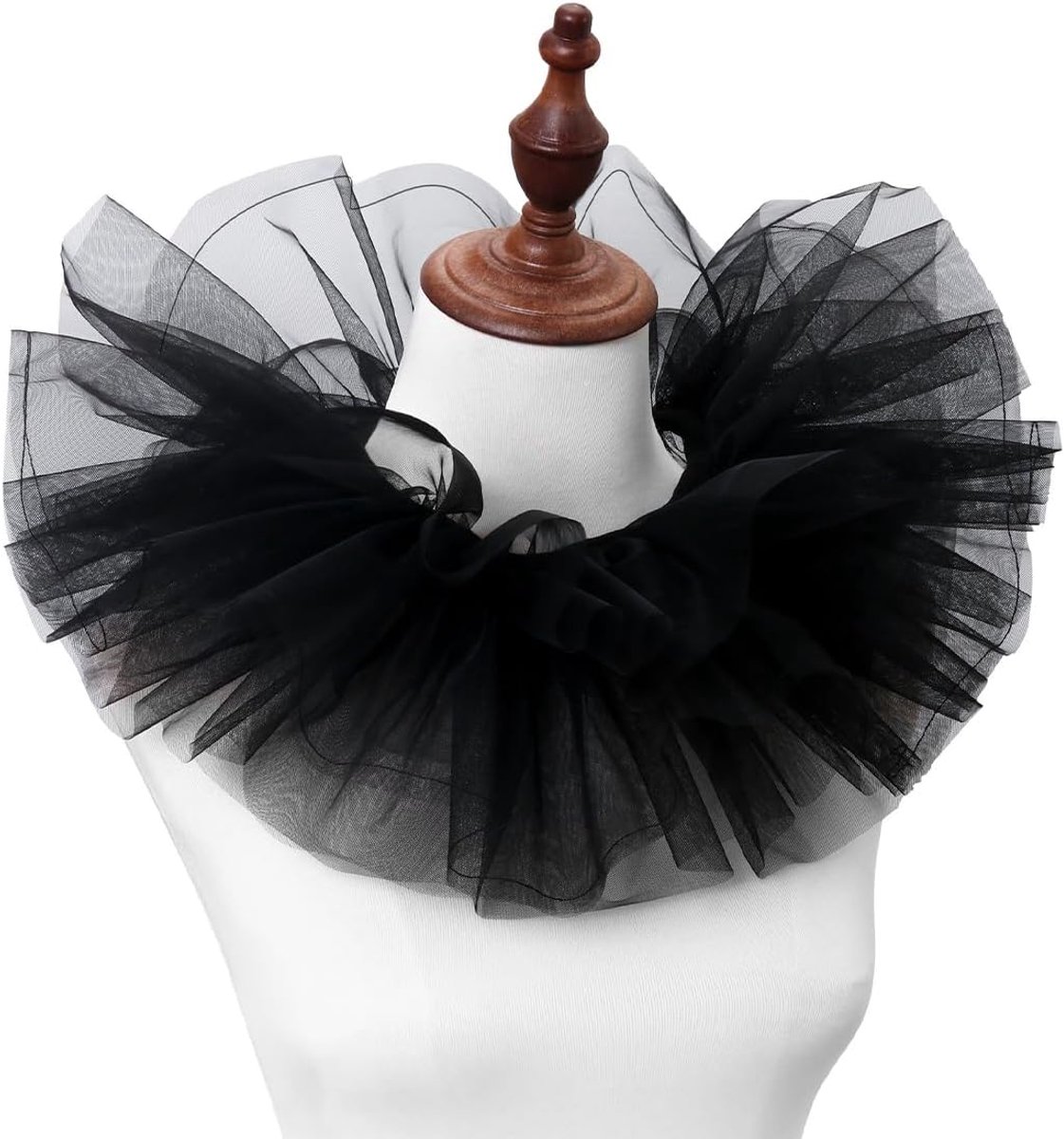 Tule halsband, clownhalsband, renaissance-halsband, wollig, zacht, geschikt voor vetdag, Halloween, cosplay, maskerade, carnaval