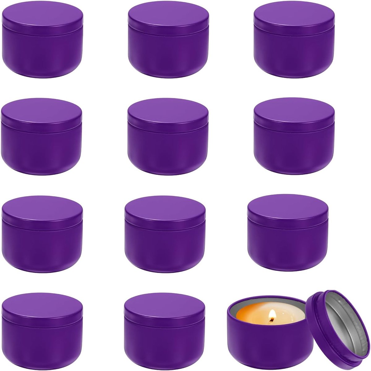 3 oz Kaarsenblikjes 12 stuks Metalen Kaarsen Blikken Met Deksel Ronde Lege Blikken Groothandel Voor Opslag Van Thee En DIY Kunst Ambachten Paars