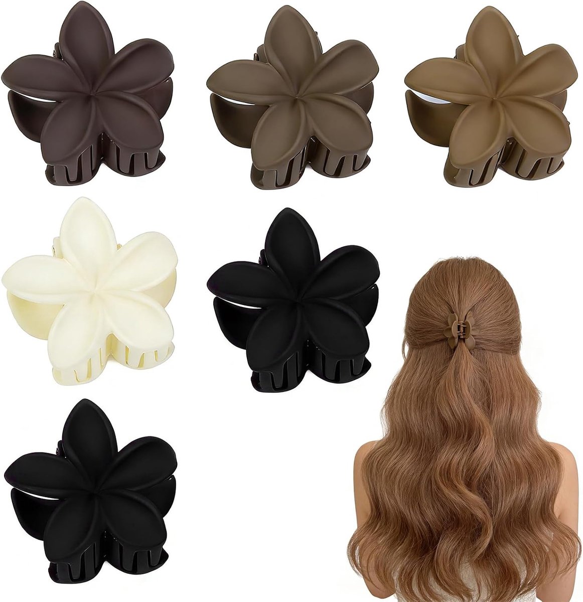 6 stuks bloemenhaarclips, minimalistische haarclip, zachte bloemenclips, geschikt voor looks en kapsels, veelzijdig voor dagelijks gebruik, studenten, voor middeldik haar