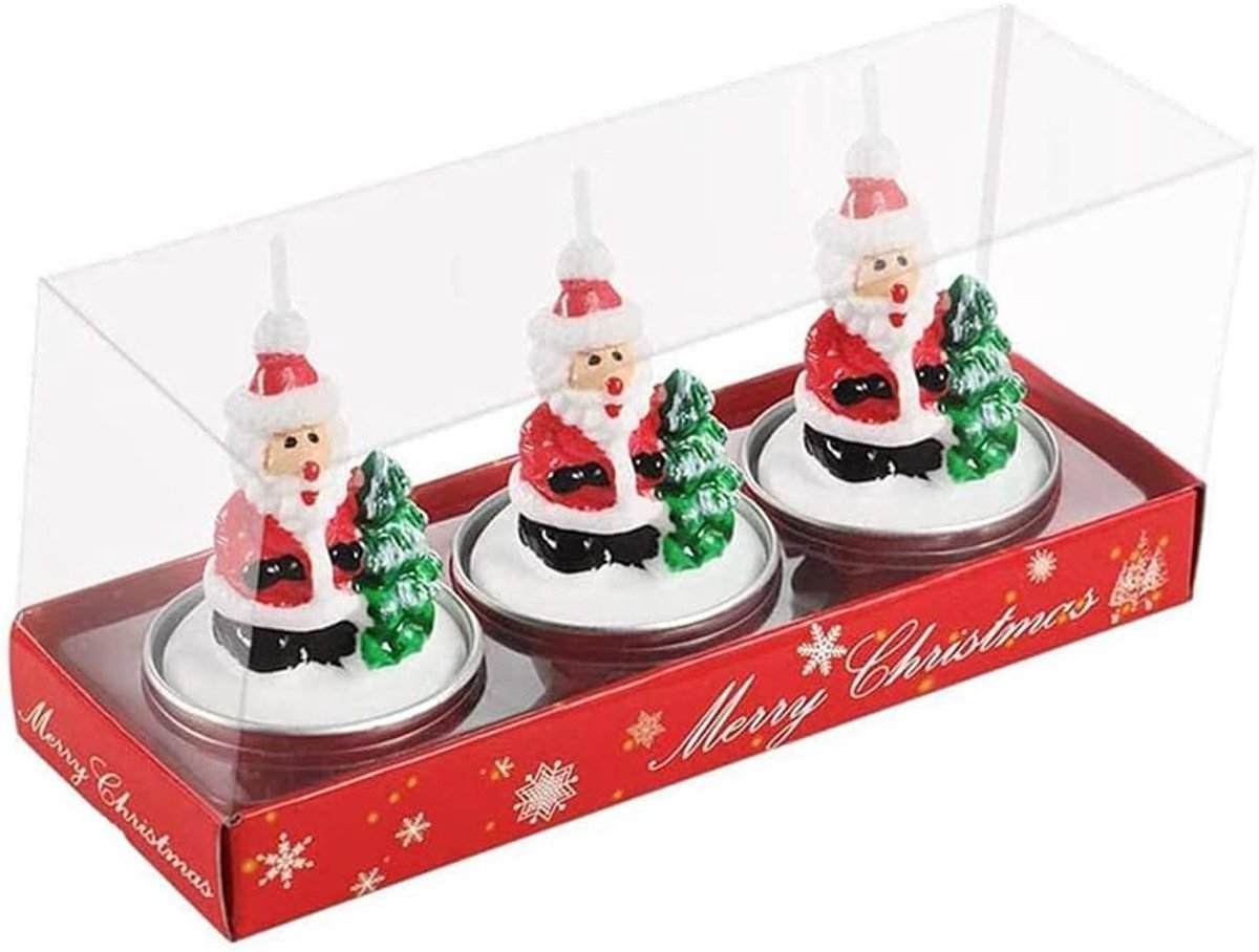 Set van 3 kerstkaarsen, kerstmotief, kaarsen, kerstkaarsen, kerstkaarsen, kerstcadeauset, opa, grootmoeder, papa, werknemer, vriendin, cadeau, Kerstmis (kerstman)