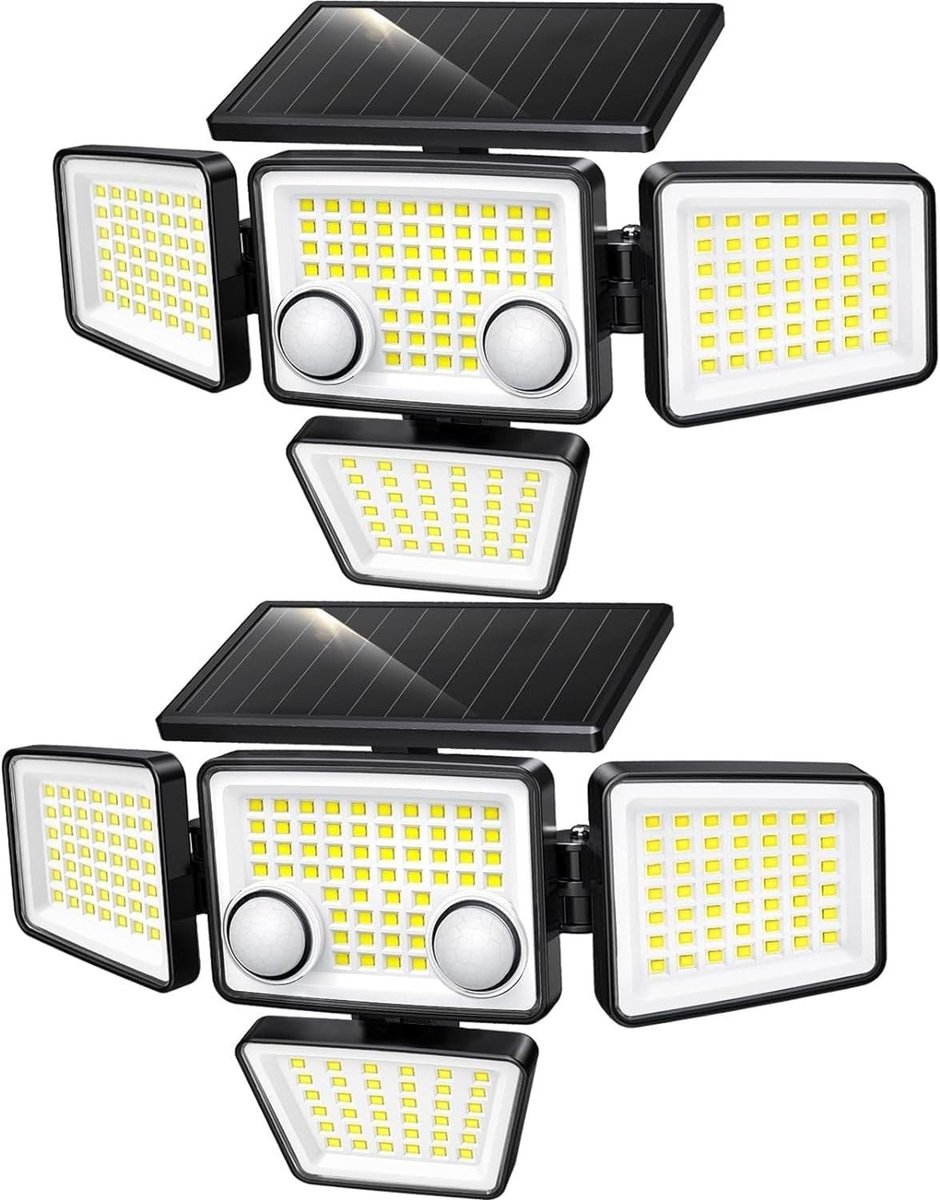 Zonnelampen Set van 2 - Zwart - 26,7 x 12 x 15,3 cm - Met Bewegingssensor en Verstelbare Hoek - Voor Buiten