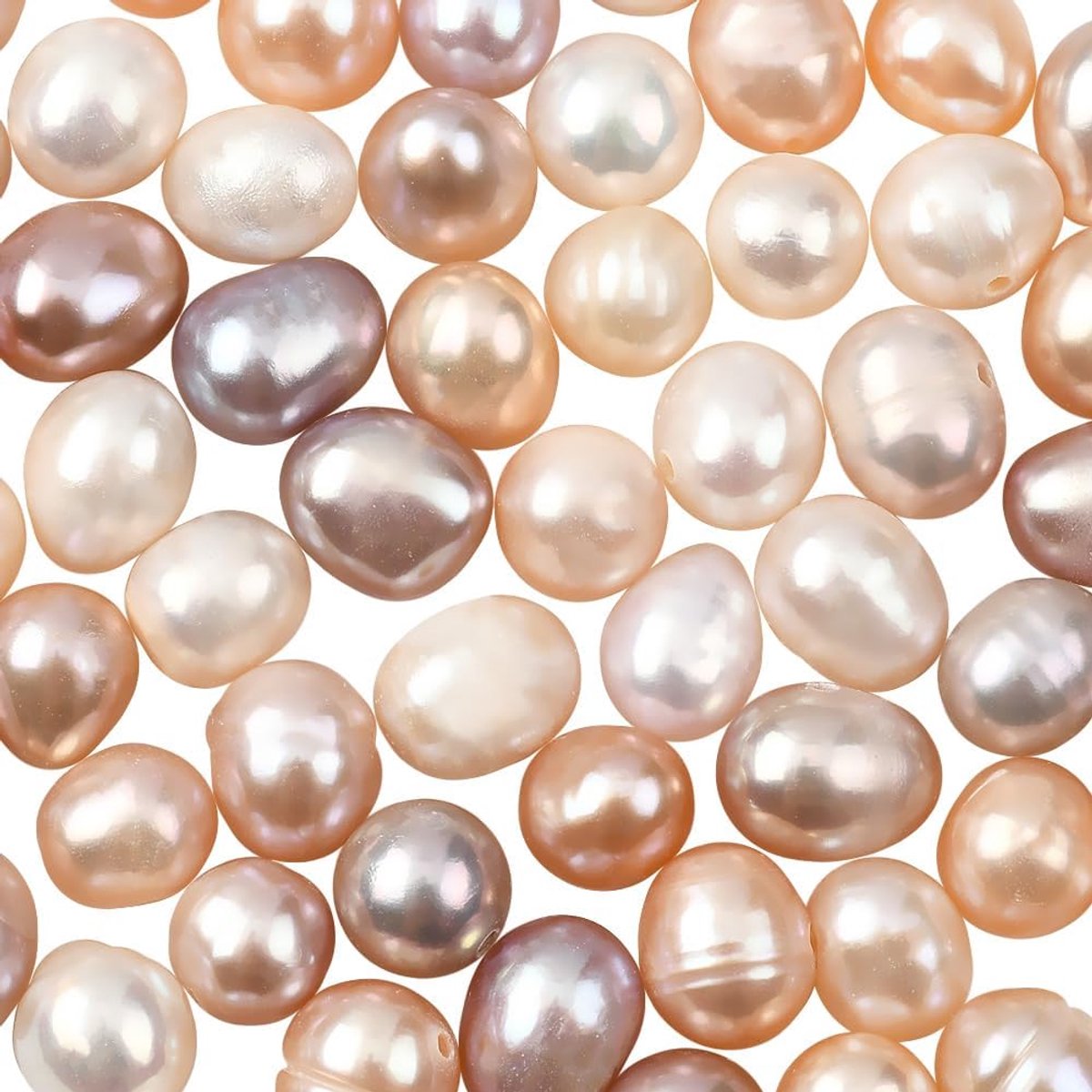 1 Doos Over 64Pcs+Zoetwater Gekweekte Parels 5mm Zoetwater Parel Kralen Natuurlijke Onregelmatige Ovale Rijst Nuggets Barok met Gat Kraal voor DIY Armband Ketting Sieraden Maken Ambachten
