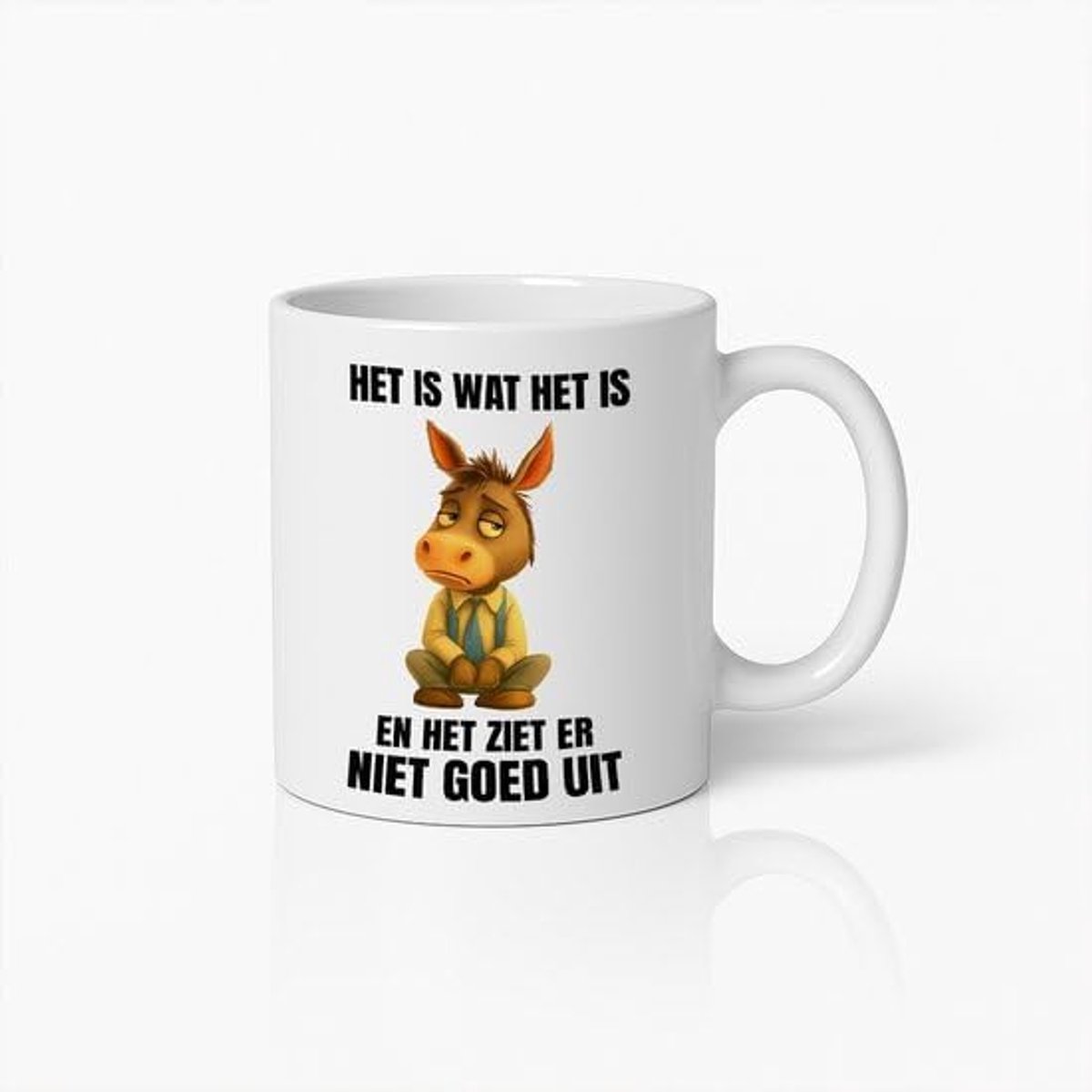 Ezel Mok 330ml – Humoristische Nederlandse Quote Koffiebeker voor Dagelijks Gebruik