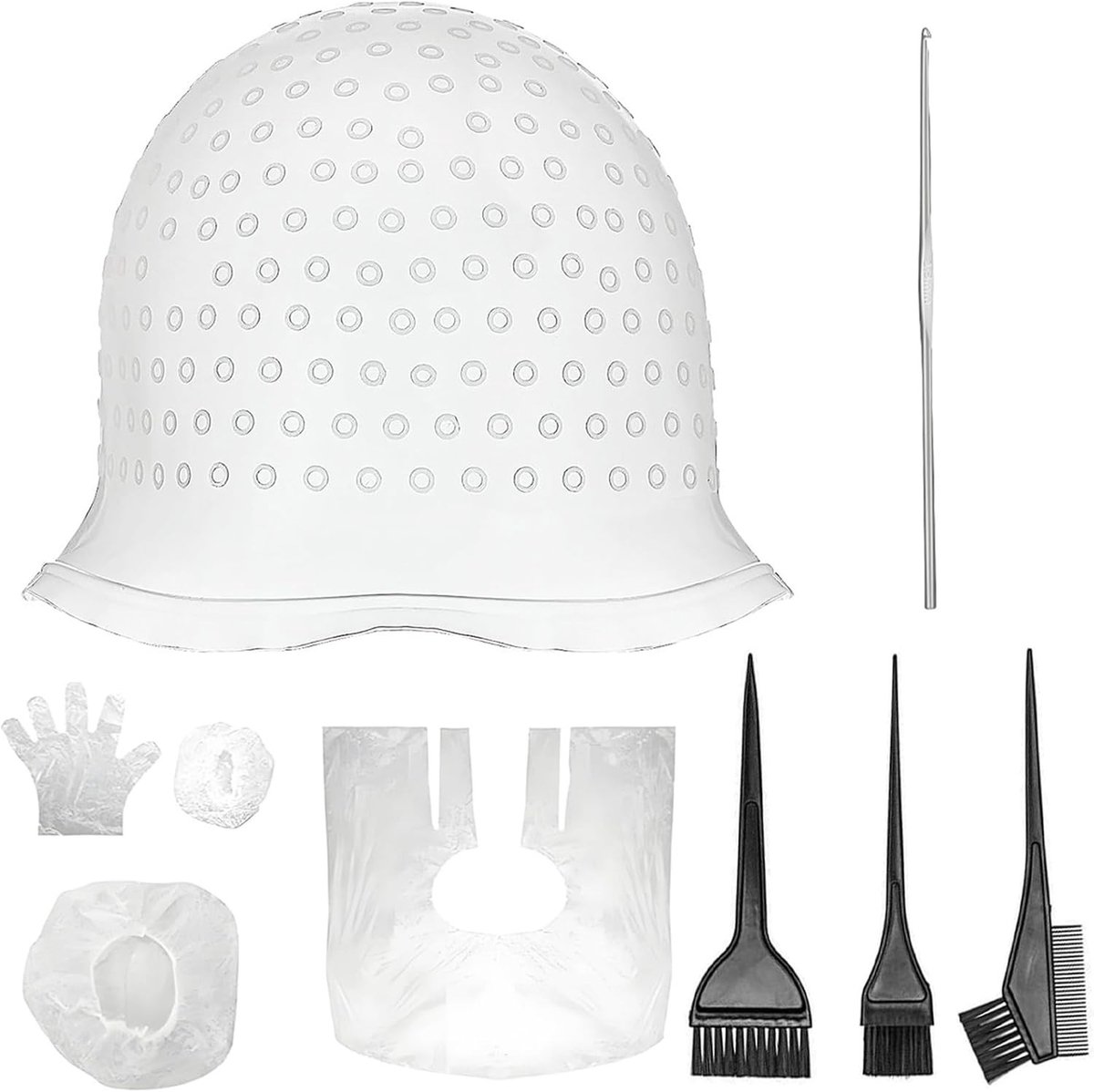 Herbruikbare Silicone Haarverf Caps met Borstel - Ideaal voor Thuis en Salon, Makkelijk Schoon te Maken en Geschikt voor Vrouwen en Meisjes