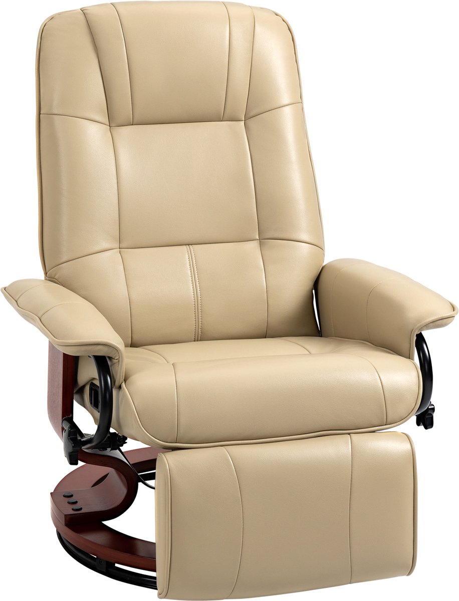 HOMCOM Relaxfauteuil - Synthetische hoes - 78x87x100cm - Crème