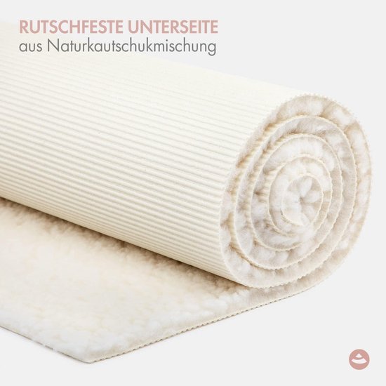 Yogamat Scheerwol - Wolmat Antislip - Comfortabel Trainen - Extra Dikke Vacht - 200 x 60 cm - Wit — afbeelding 5