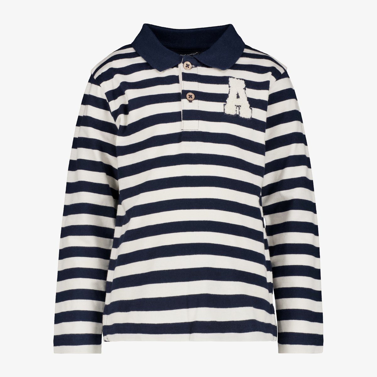 Unsigned gestreepte jongens polo met lange mouwen - Blauw - Maat 92