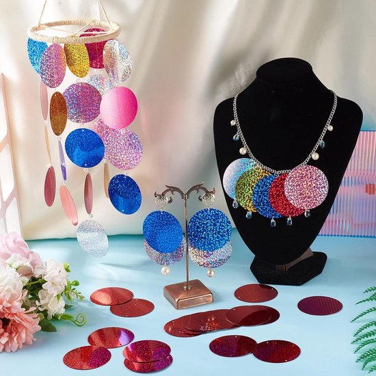 150 Stuks 52mm Grote Loose Sequins - Glitter Pailletten voor Borduren, Haken en Sieraden Maken, Donkerrood — afbeelding 5