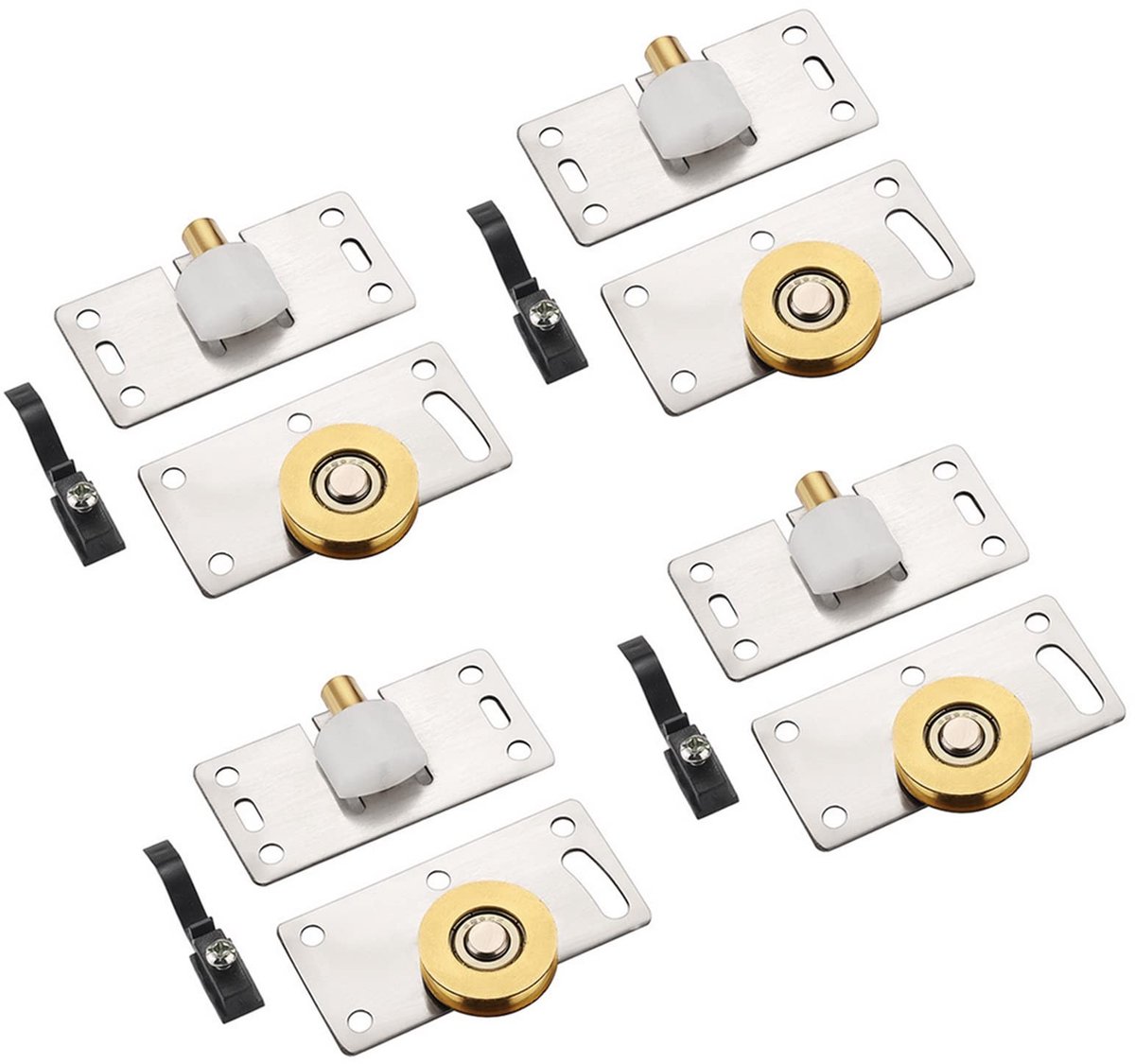 SolidKeus - 4 Pairs Sliding Door Castors voor Meubels met Stille Rollers