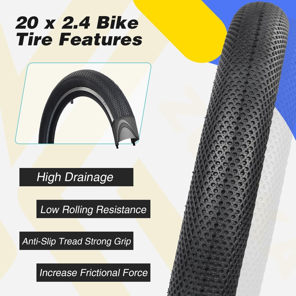 SolidKeus - Set van 2 Vouwbare BMX Banden 20 x 2.40 Inch met Binnenbanden