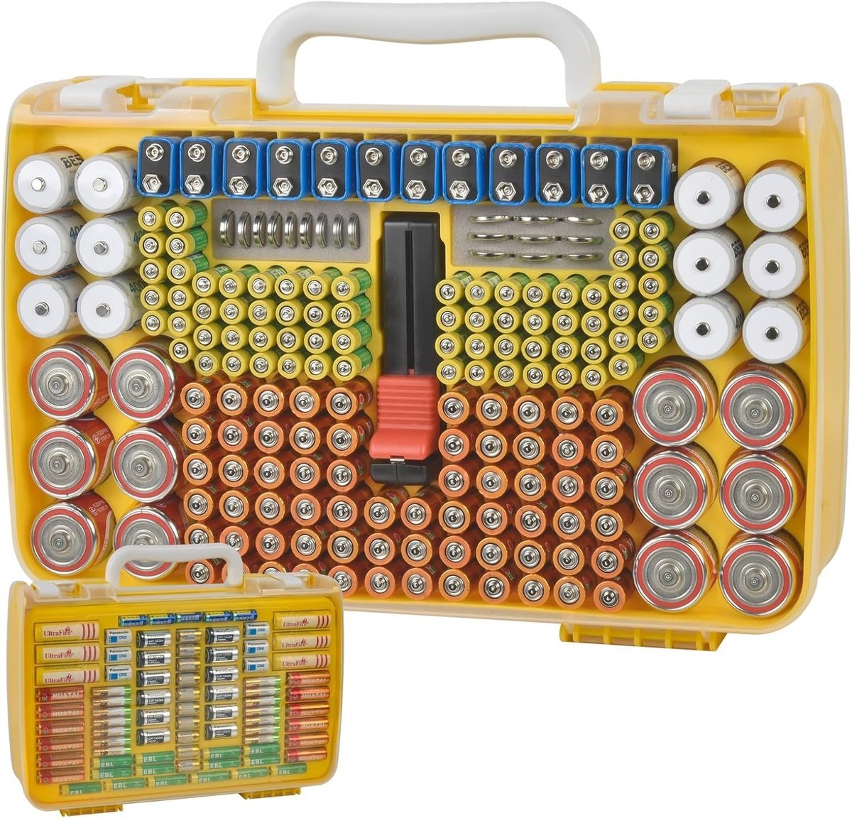 SolidKeus - Batterij Organizer met Twee Zijden, Voor 269 Batterijen, Inclusief Tester