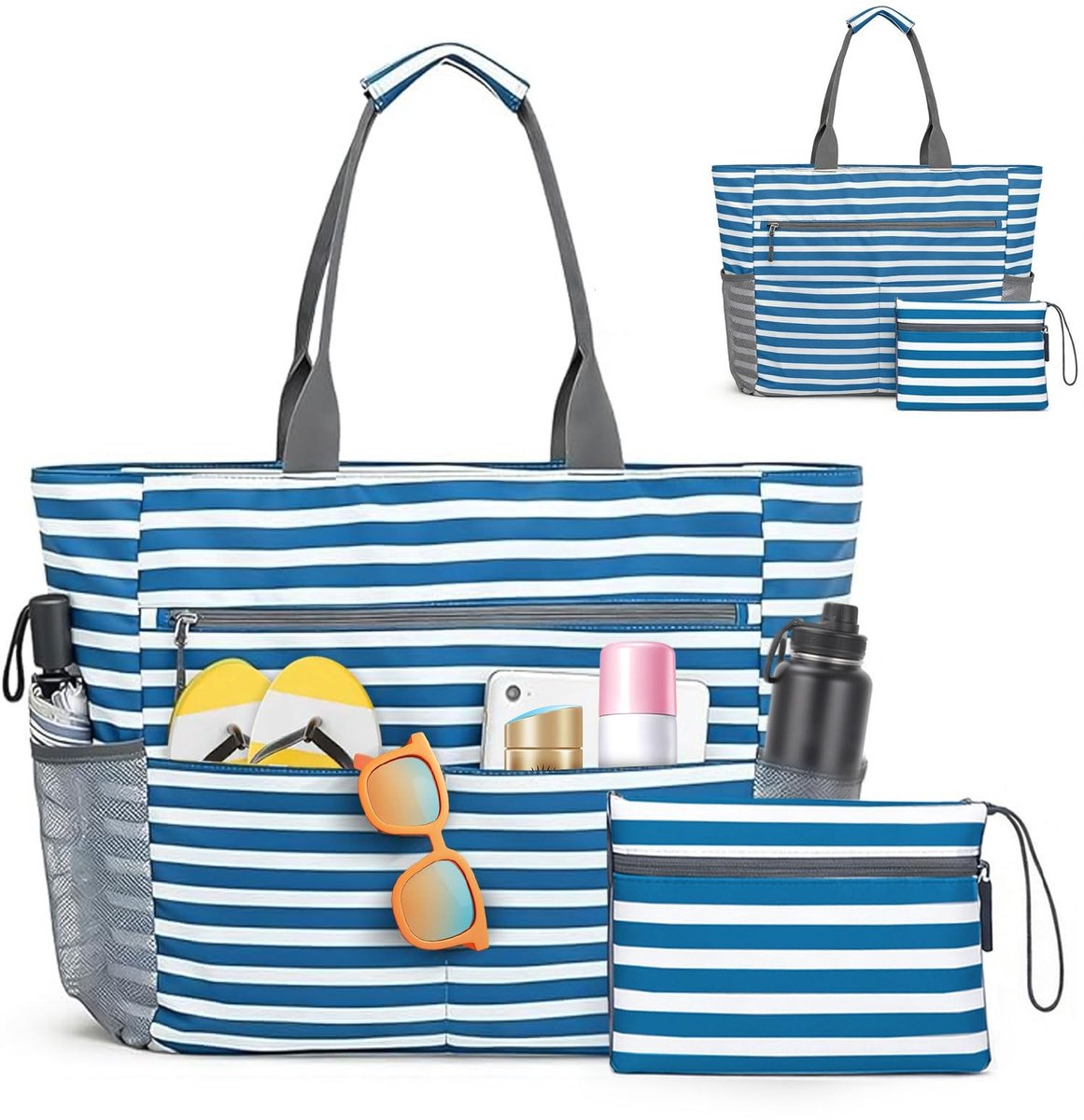 SolidKeus - 2-in-1 Lunchtas en Laptop Bag met Isolatie (Blauw Gestreept)
