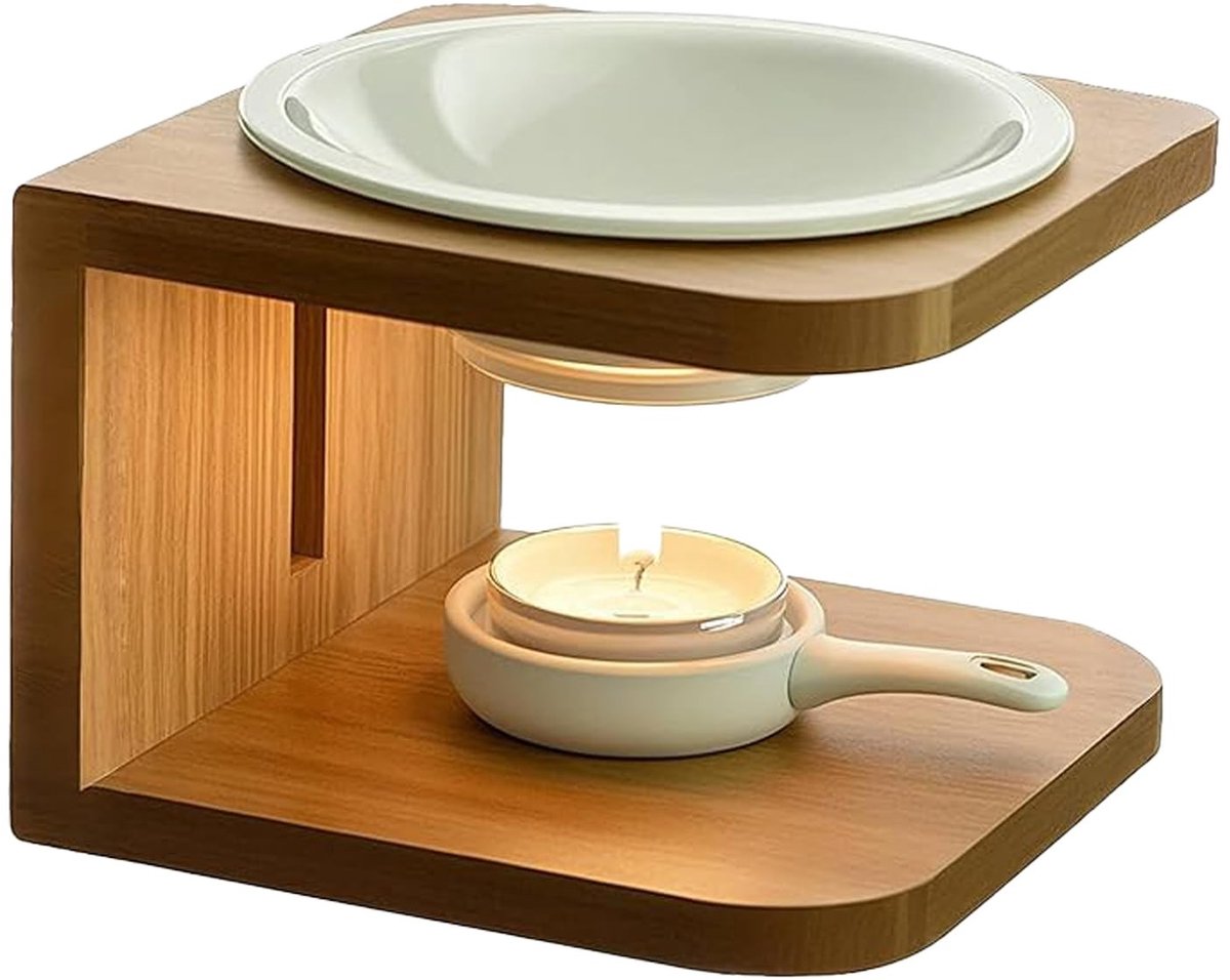 SolidKeus - Aroma Lamp van Keramiek en Bamboe voor Etherische Oliën