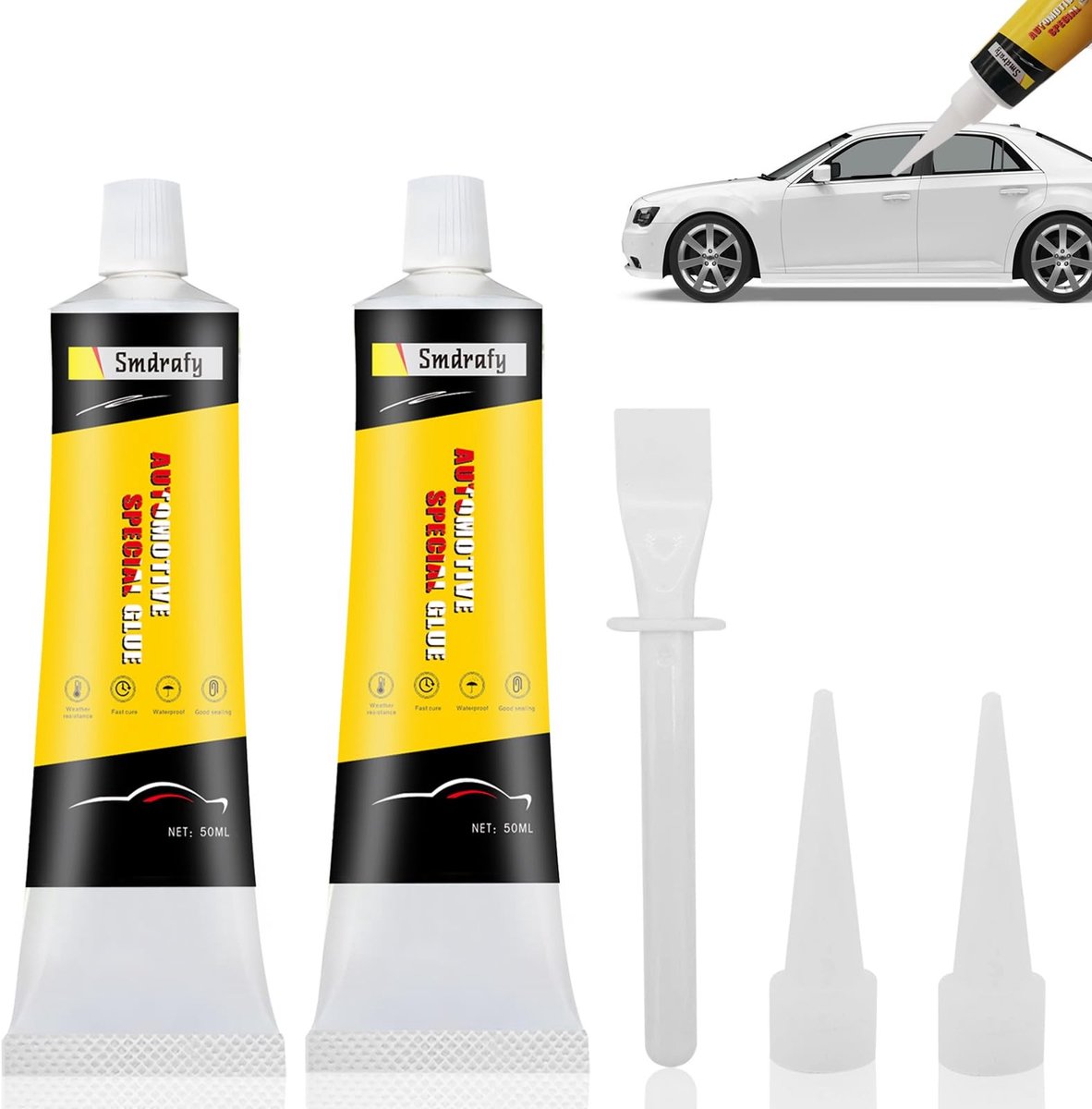 SolidKeus - 2 Stuks Zwart Siliconen Afdichtmiddel voor Auto