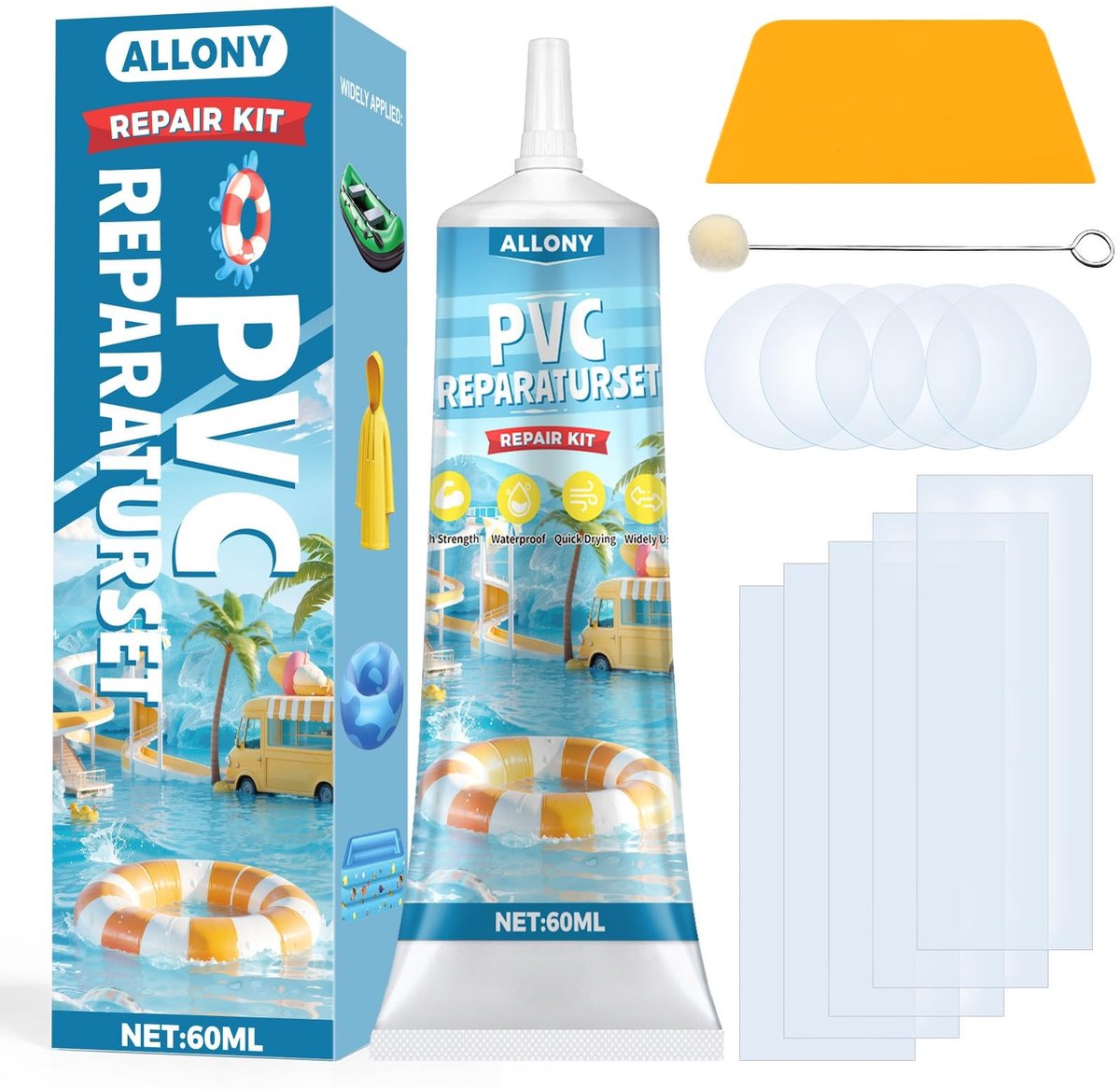 SolidKeus - PVC Reparatieset met Lijm en Patches voor Zwembaden