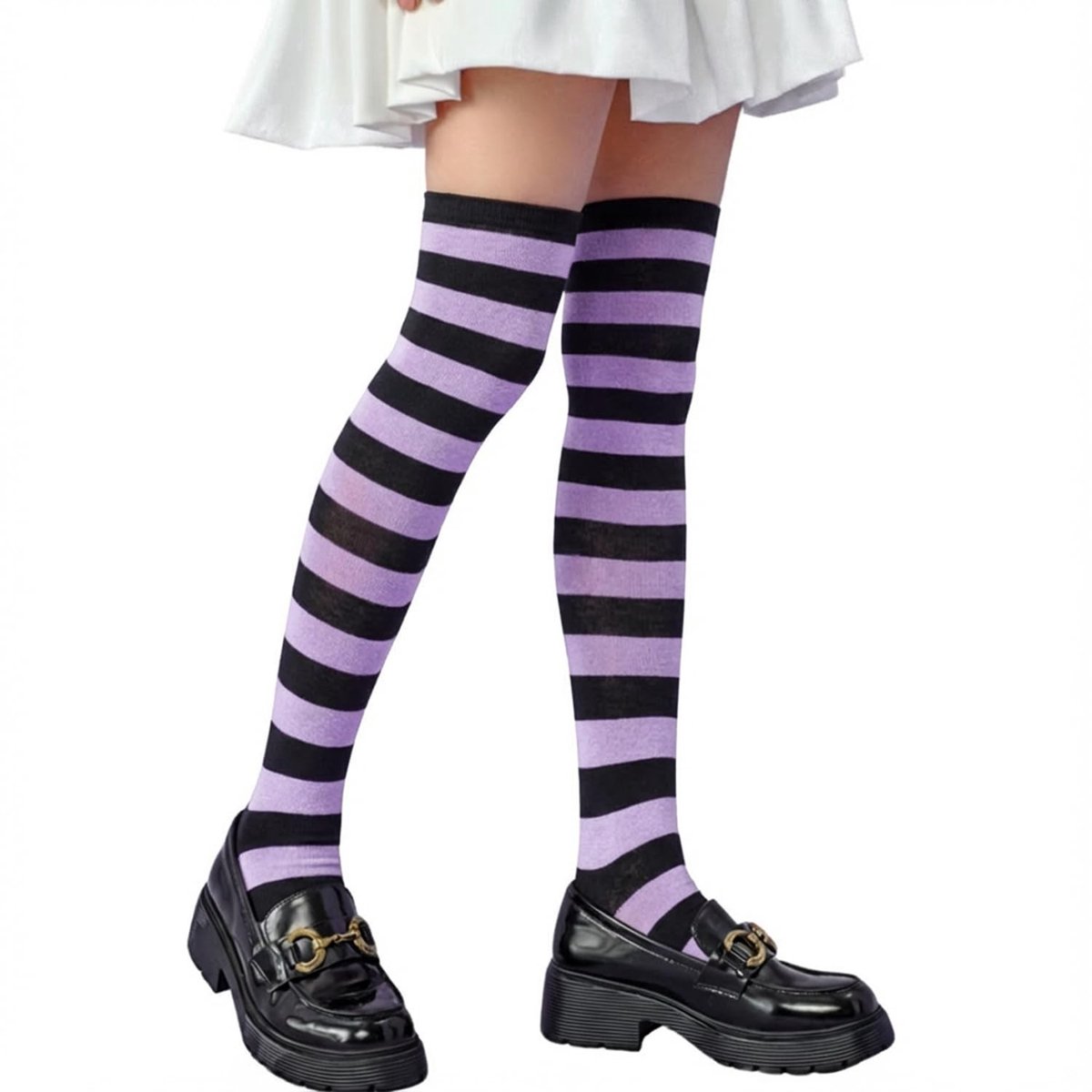 SolidKeus - Knie-Hoge Gestreepte Sokken voor Cosplay en Feestjes