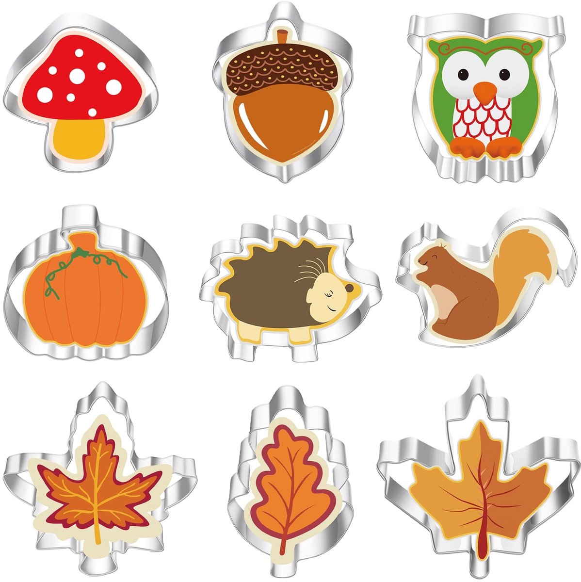 SolidKeus - Set van 9 Herfst Koekjessnijders in Roestvrijstaal