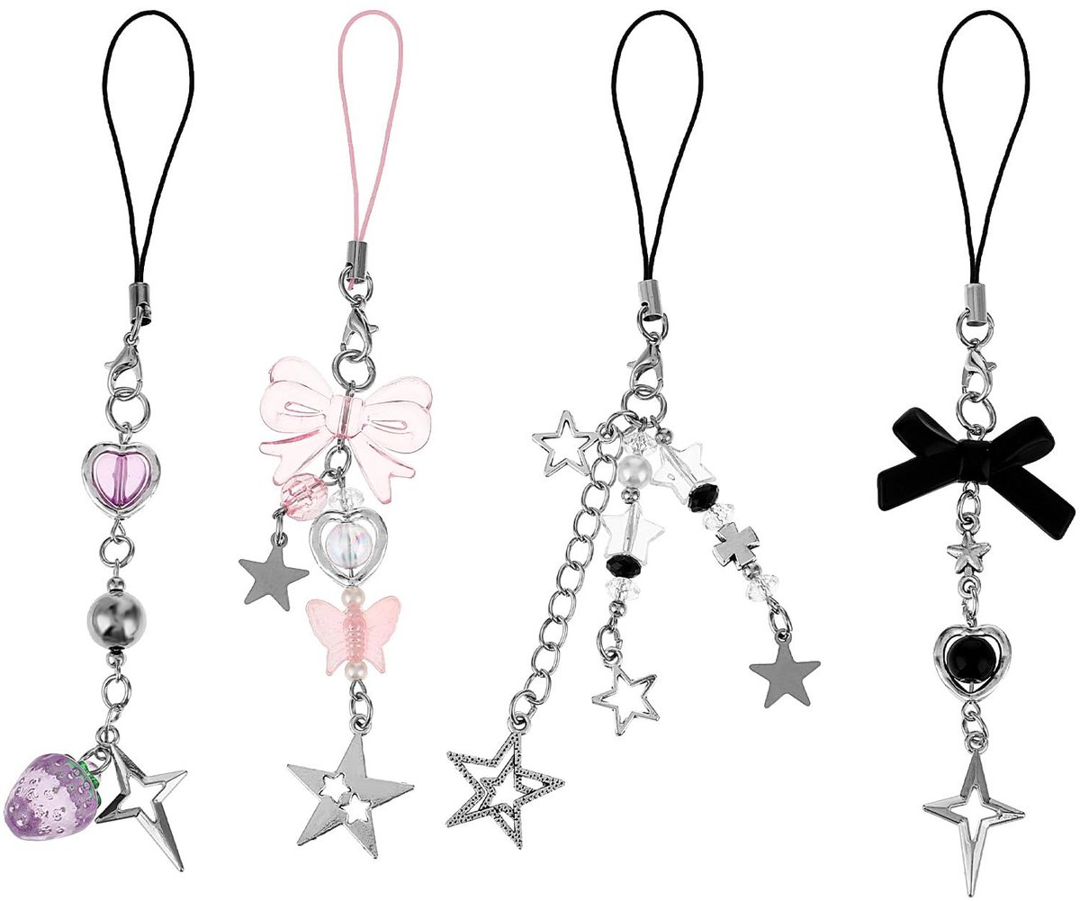 SolidKeus - Set van 4 Schattige Telefoon Hangers in Roze voor Smartphone